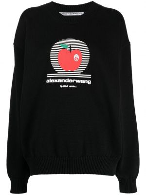 Sweatshirt mit print mit rundem ausschnitt Alexander Wang schwarz