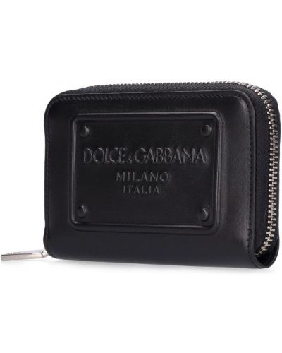 Dabīgās ādas maku ar rāvējslēdzēju Dolce & Gabbana melns