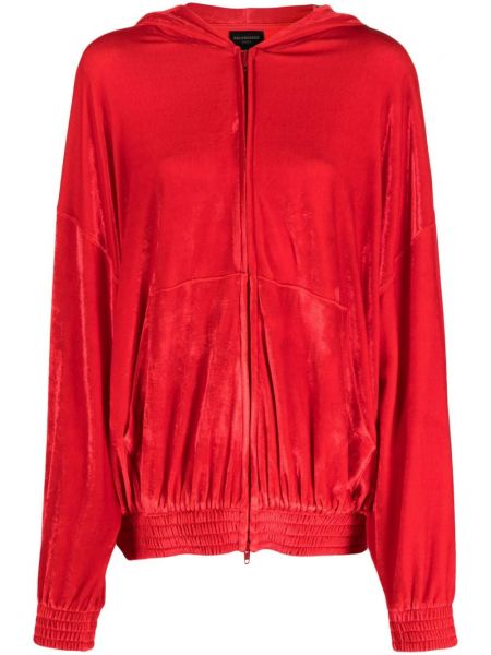 Samta kapučdžemperis ar kristāliem Balenciaga sarkans