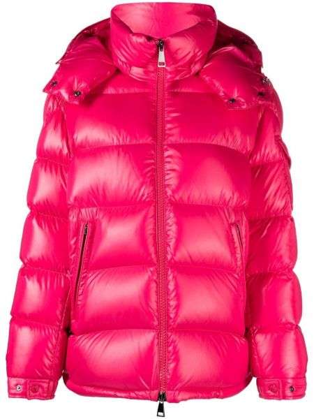 Állógalléros kapucnis cipzáras kabát Moncler - rózsaszín
