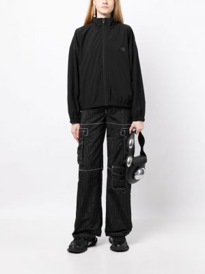 Péřová bunda s kapucí s potiskem Alexander Wang černá