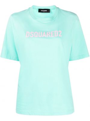 Bavlněné tričko s potiskem Dsquared2 zelené