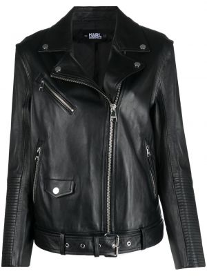 Kožená bunda Karl Lagerfeld čierna