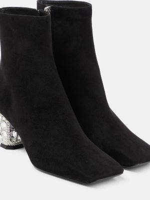 Велурени обувки до глезена с кристали Roger Vivier черно