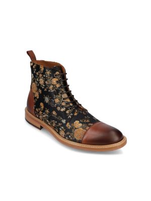 Кожаные атласные ботинки в цветочек Taft