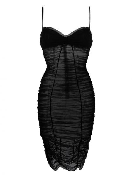 Jedwabne sukienka z falbankami dopasowane na zamek Kiki De Montparnasse - сzarny