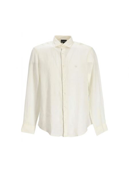 Lniana koszula klasyczna Emporio Armani biała