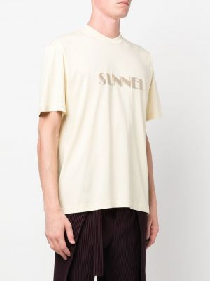 Bavlněné tričko s výšivkou Sunnei béžové