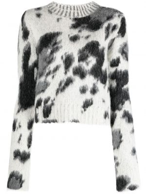 Pull à imprimé à imprimé léopard Stella Mccartney blanc