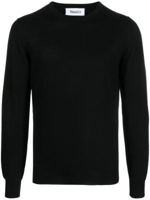 Vlněný svetr z merino vlny s kulatým výstřihem Eraldo černý