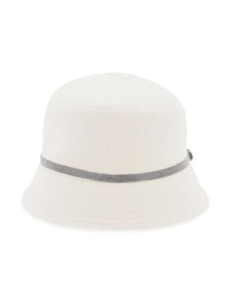 Haftowany kapelusz Brunello Cucinelli biały
