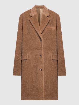 Коричневое шерстяное пальто из альпаки Toteme