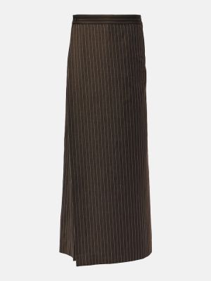 Długa spódnica wełniana w paski Jean Paul Gaultier brązowa