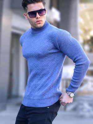 Džemperis ar augstu apkakli Madmext zils