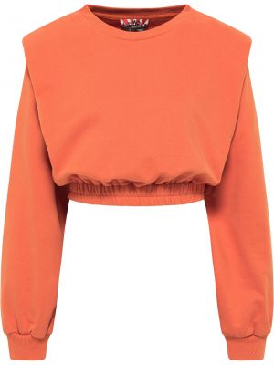 Jednofarebná bavlnená priliehavá mikina Mymo Rocks - oranžová