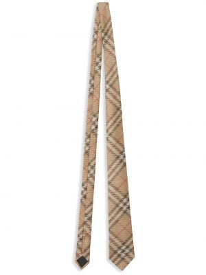 Cravată de mătase în carouri Burberry bej