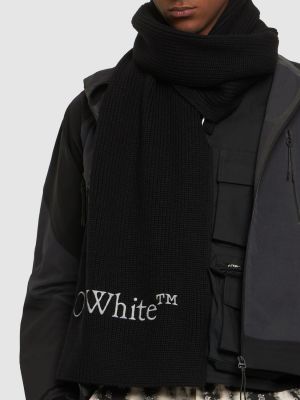 Echarpe en laine en tricot Off-white noir