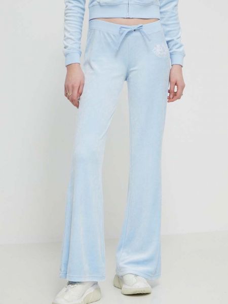 Welurowe spodnie sportowe Juicy Couture niebieskie