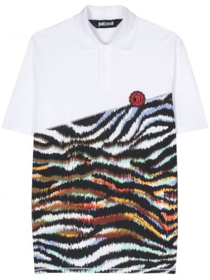Polo majica s printom sa zebra printom Just Cavalli bijela