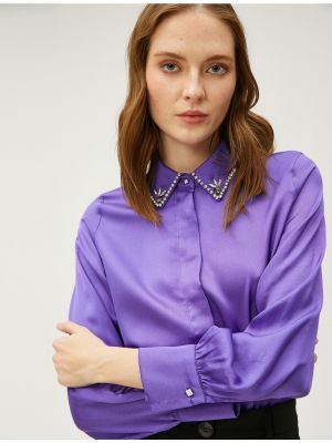 Satynowa koszula na guziki Koton fioletowa