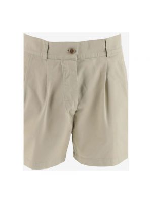 Pantalones cortos de algodón plisados Aspesi beige