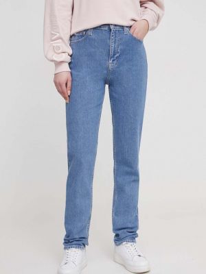 Niebieskie proste jeansy z wysoką talią Calvin Klein Jeans