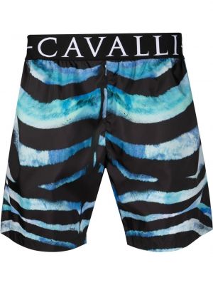 Tigerstripete trykt shorts Roberto Cavalli blå