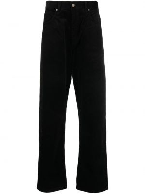 Ravne hlače iz rebrastega žameta Société Anonyme črna