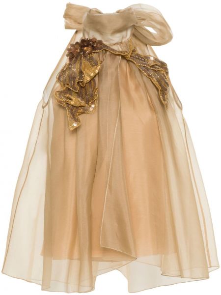 Bluză de mătase cu model floral Alberta Ferretti bej