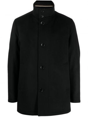Vlnený kabát Boss čierna