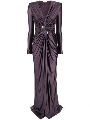 Večerní šaty s perlami Elisabetta Franchi fialové
