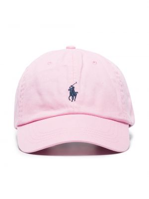 Siuvinėtas kepurė su snapeliu Polo Ralph Lauren rožinė