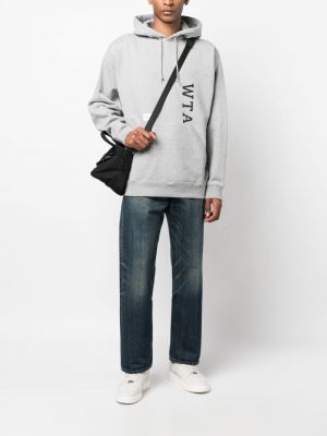 Melanžinis raštuotas džemperis su gobtuvu Wtaps pilka