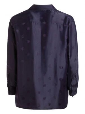 Jedwabna koszula z nadrukiem Bally fioletowa