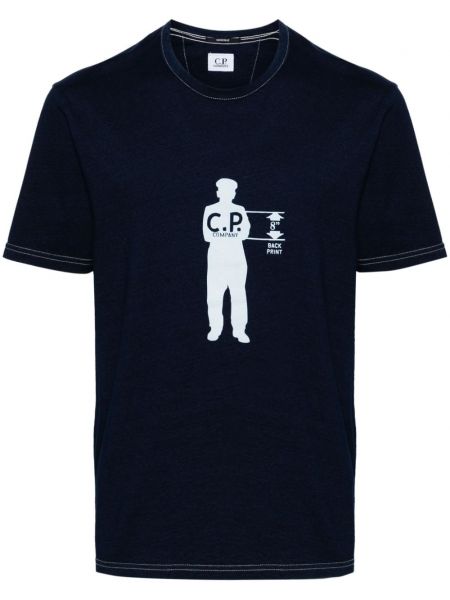 Raštuotas medvilninis marškinėliai C.p. Company mėlyna