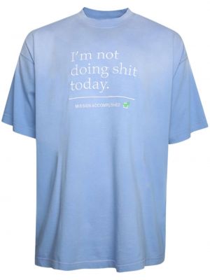 Bombažna majica s potiskom Vetements modra
