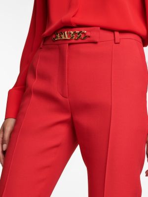 Копринени вълнени прав панталон Valentino червено