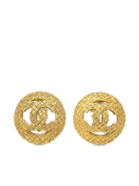 Auskarai tvido Chanel Pre-owned auksinė