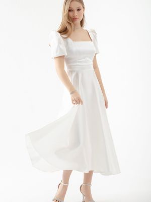 Вечерна рокля с буфан ръкави Lafaba бяло