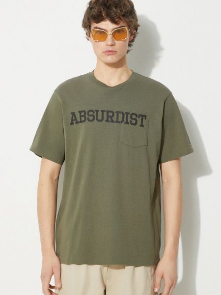 Bavlněné tričko s potiskem Engineered Garments zelené