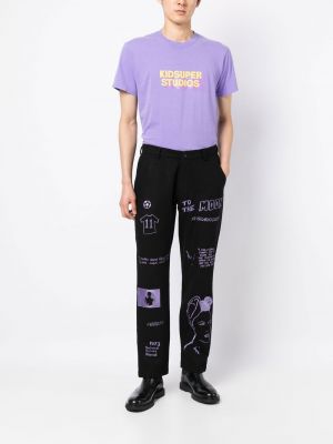 T-shirt en coton à imprimé Kidsuper violet