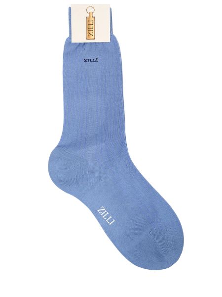 Хлопковые шелковые носки Zilli голубые