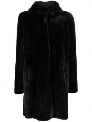 Γυναικεία παλτό με κουκούλα Arma καφέ