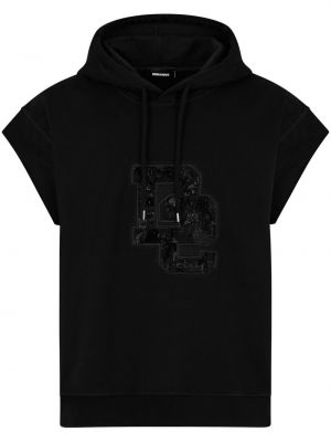 Pamučna hoodie s kapuljačom sa šljokicama Dsquared2 crna
