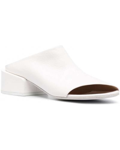 Asimetriskas sandales ar papēžiem Marsell balts