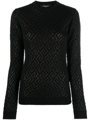 Жакардов пуловер Versace черно