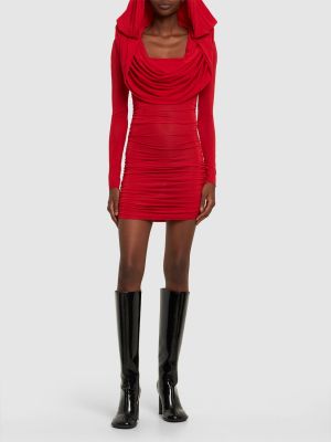 Mini vestido de viscosa con capucha de tela jersey Giuseppe Di Morabito rojo