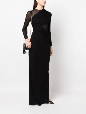 Przezroczysta sukienka wieczorowa drapowana Saint Laurent czarna