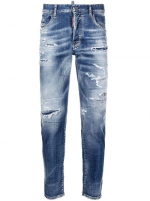 Slank rippet skinny jeans Dsquared2 blå