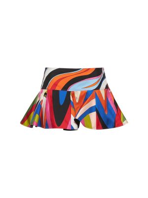 Jedwabna mini spódniczka z falbankami z krepy Pucci